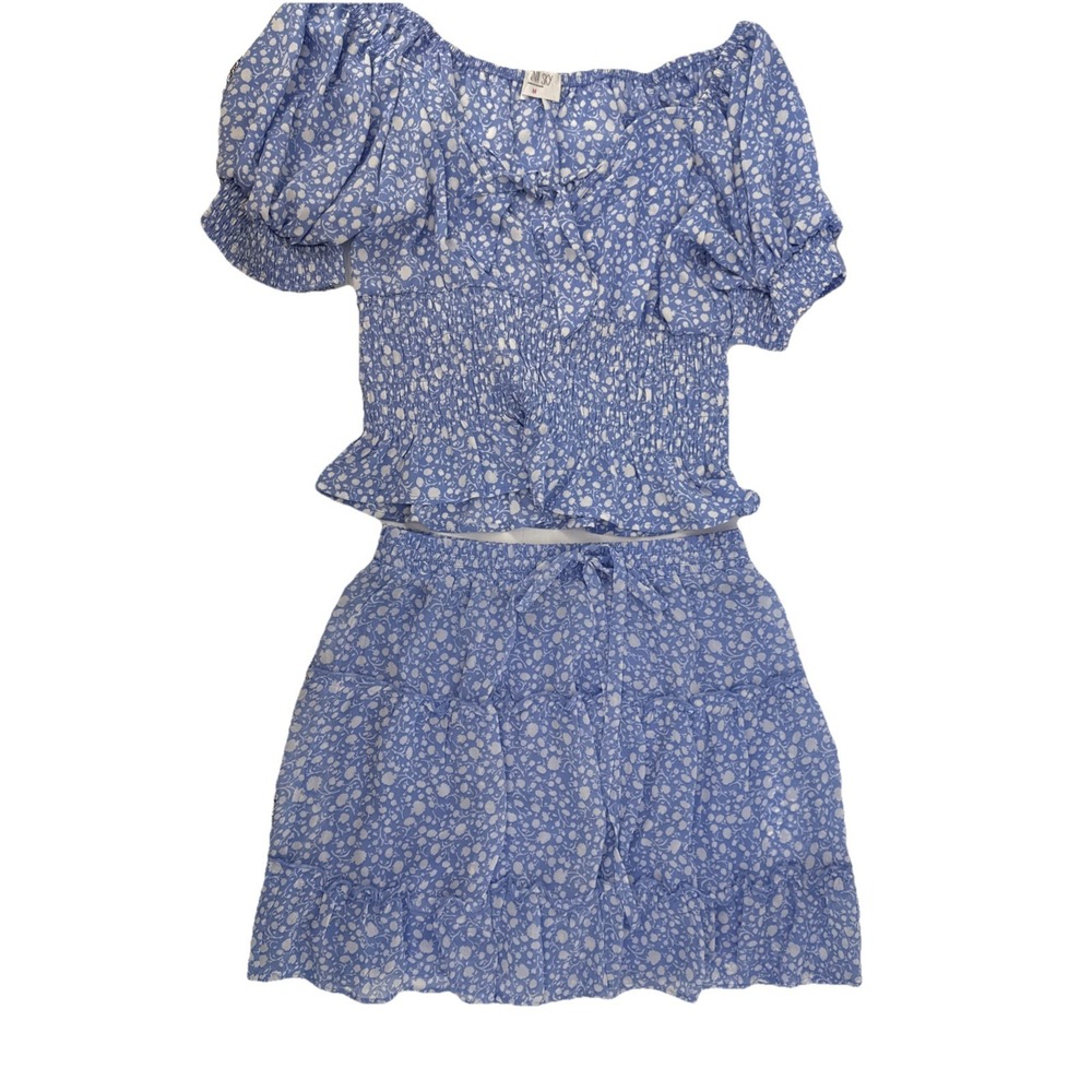 Sienna Sky short sleeve‎ blue floral Blouse And Skirt Set size M